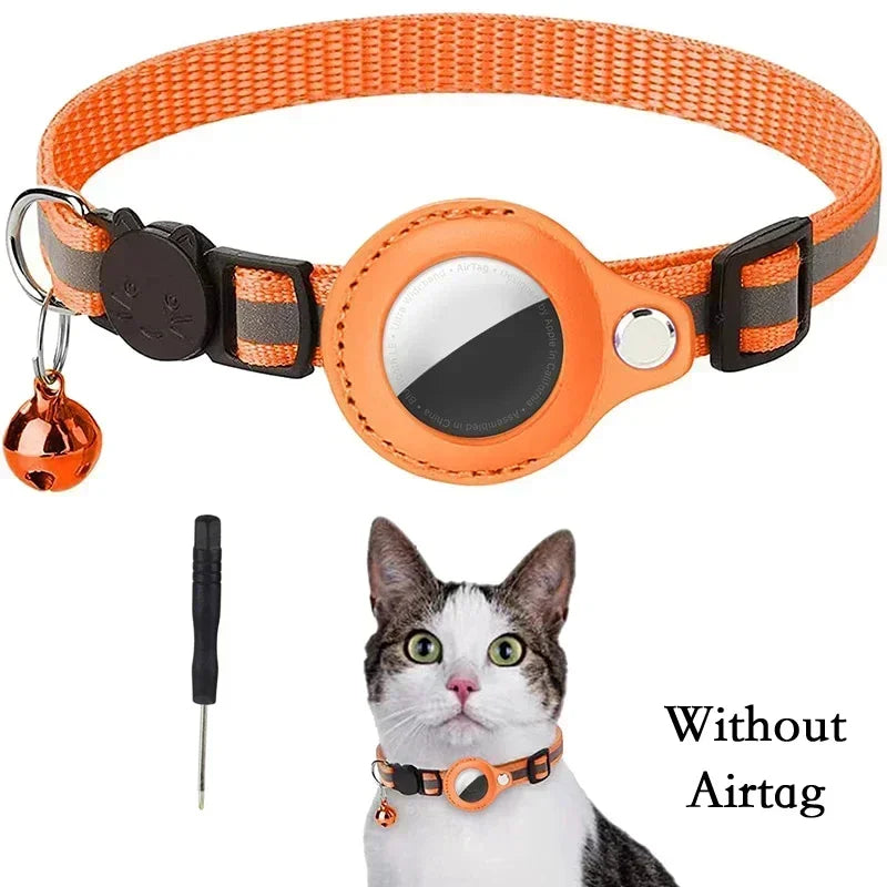 Anti-Lost Cat Collar with AirTag Holder & Bell