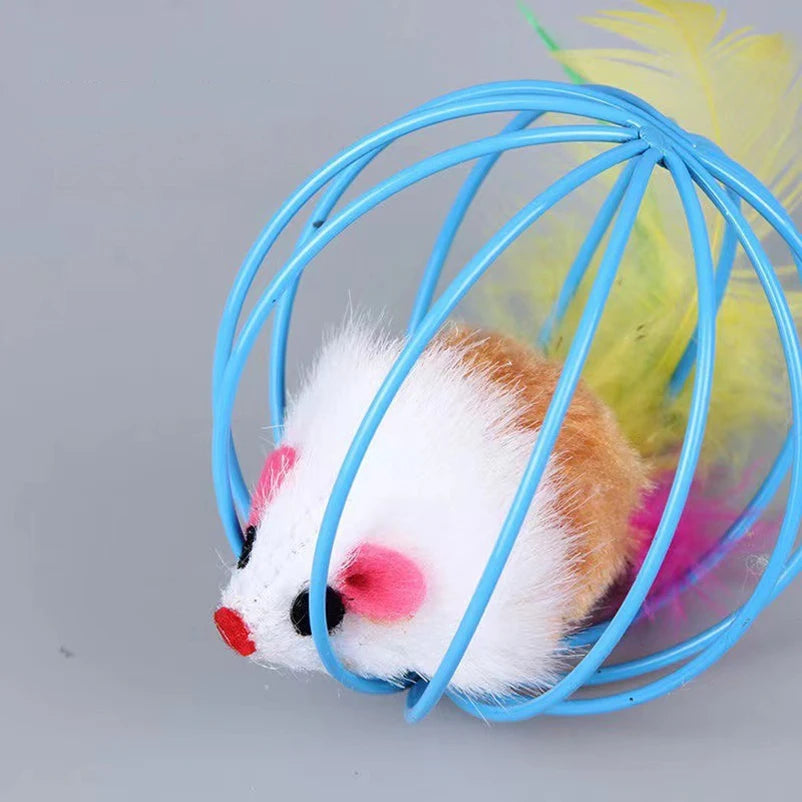 Plush Mouse Cat Toy with Colorful Ball