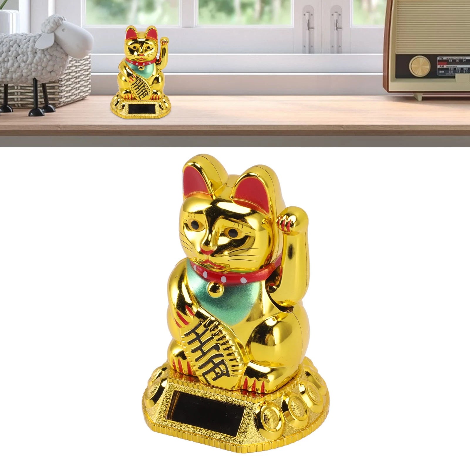 Solar Waving Lucky Cat Ornament – Home & Office Decor