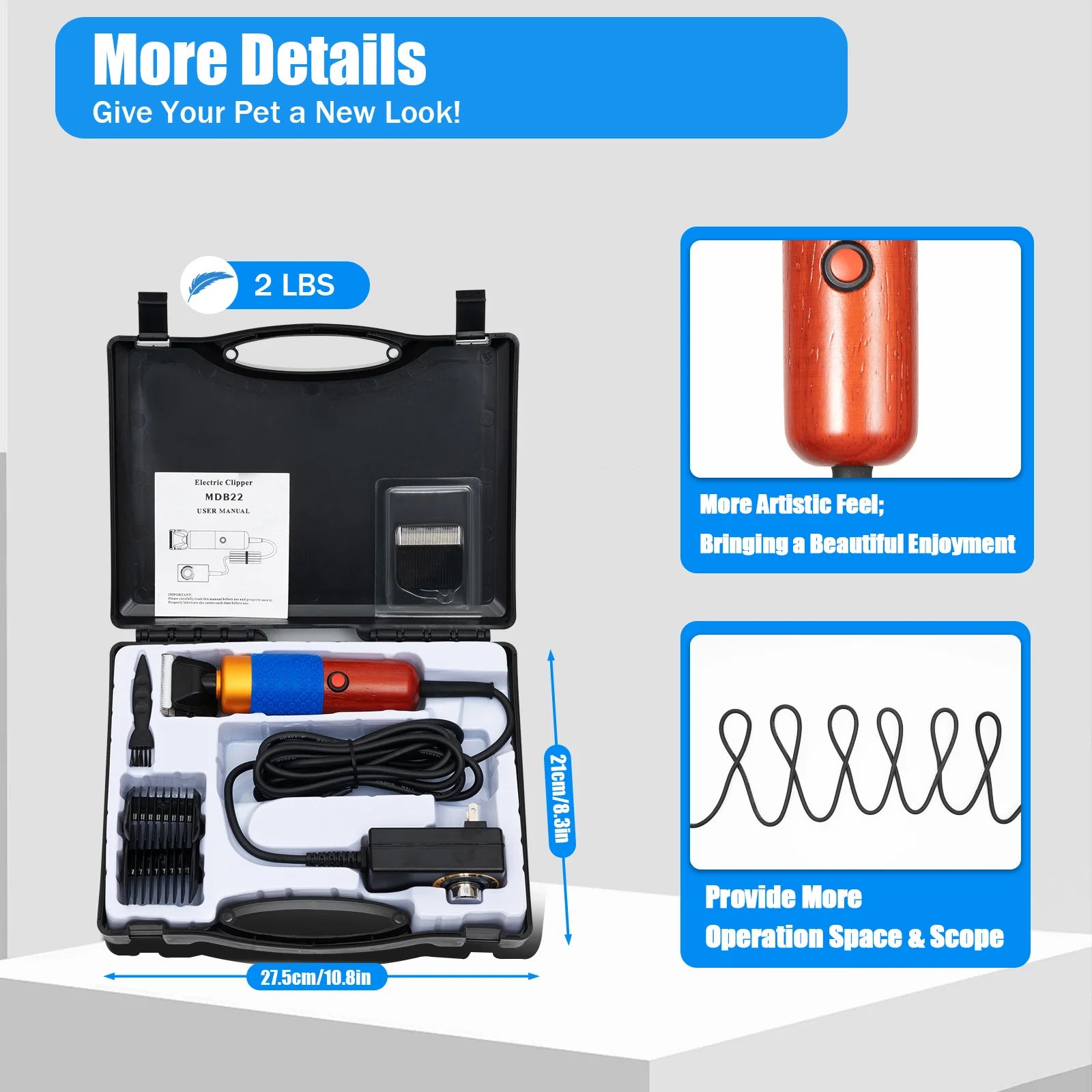 200W Electric Pet Hair Clipper Set – Low Noise Grooming Scissors