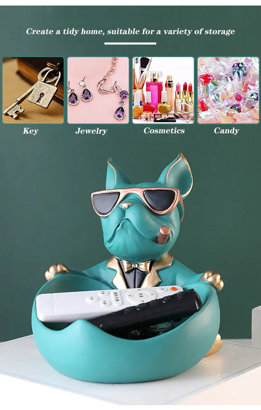 Dog Figurine Resin Sculpture – Decorative Storage Box