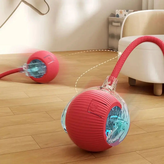 Rechargeable Smart Rolling Cat Toy with Faux Tail