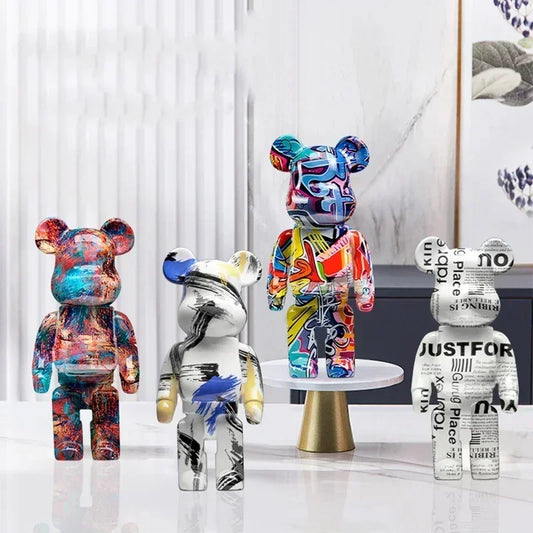 27cm Graffiti Bear Resin Statue – Desktop & Floor Decor
