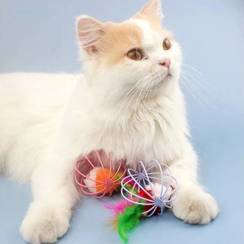 Plush Mouse Cat Toy with Colorful Ball