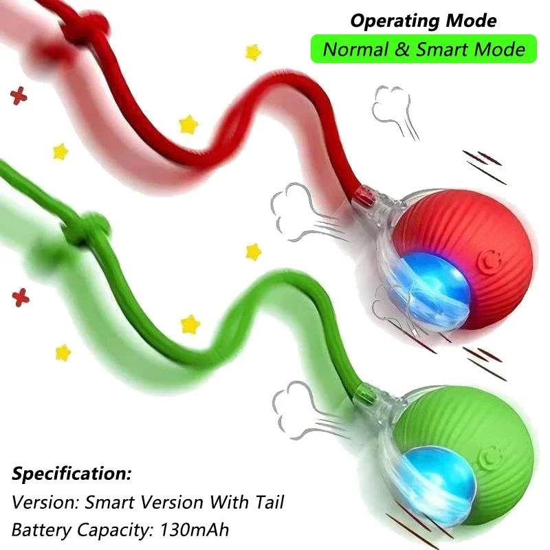 Rechargeable Smart Rolling Cat Ball Toy with Tail