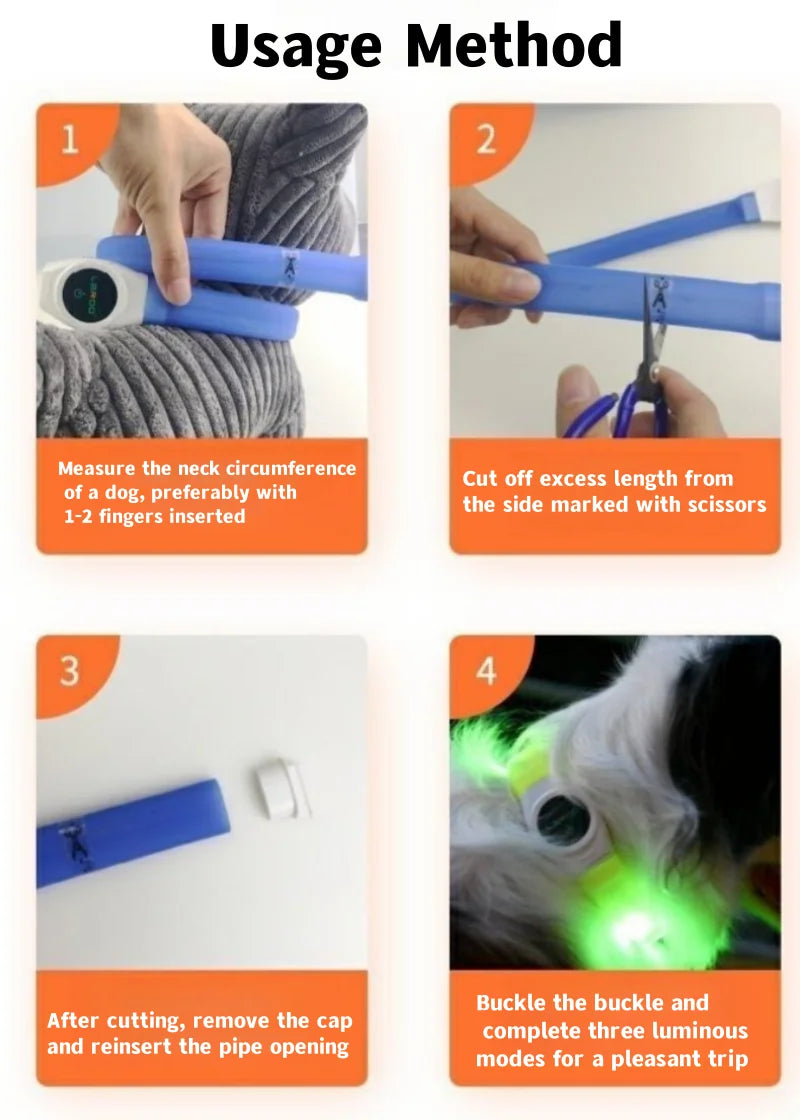LED Luminous Dog Collar – USB Rechargeable & Waterproof