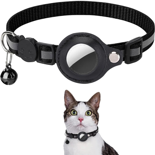 Cat AirTag Collar with Reflective Breakaway Strap & Bell