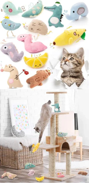 Cartoon Plush Pet Chew Toy for Cats & Dogs