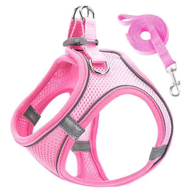 Reflective Cat Harness and Leash Set Adjustable for Small Pets
