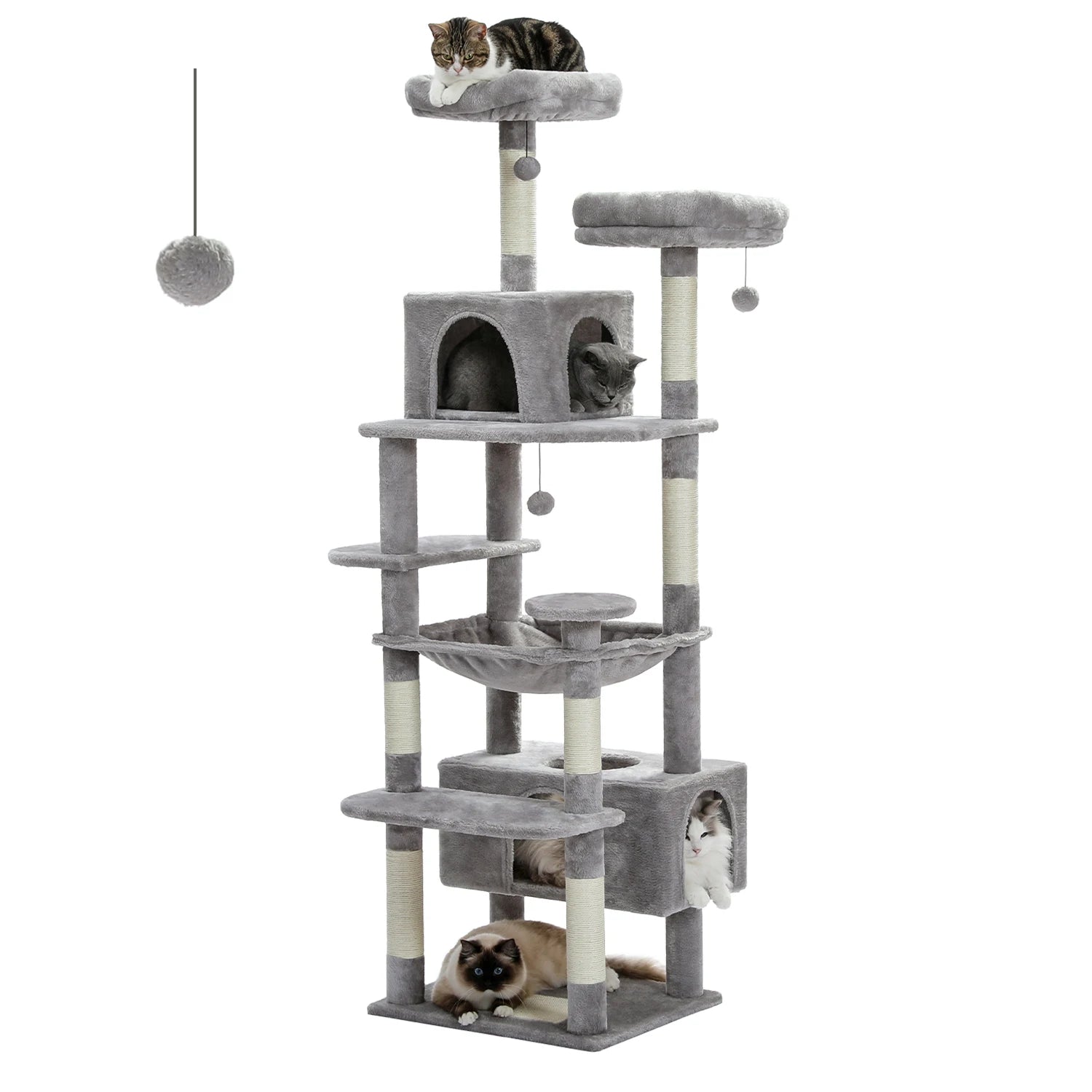 Large Cat Tree Tower with Hammock, Condos & Scratching Posts