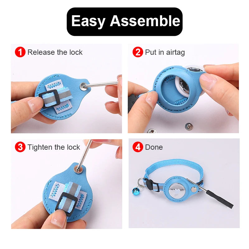 Anti-Lost Cat Collar with AirTag Holder & Bell