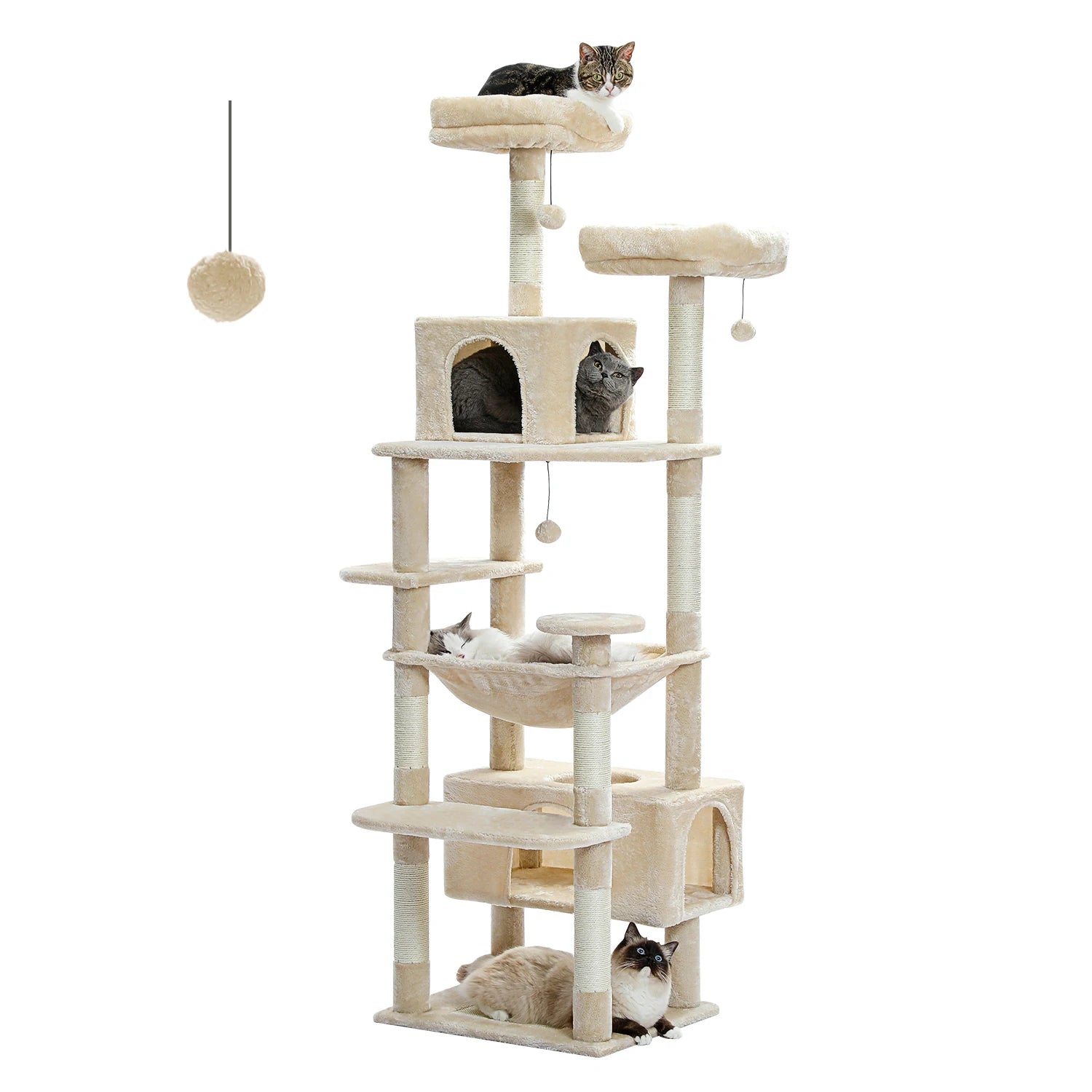 Large Cat Tree Tower with Hammock, Condos & Scratching Posts