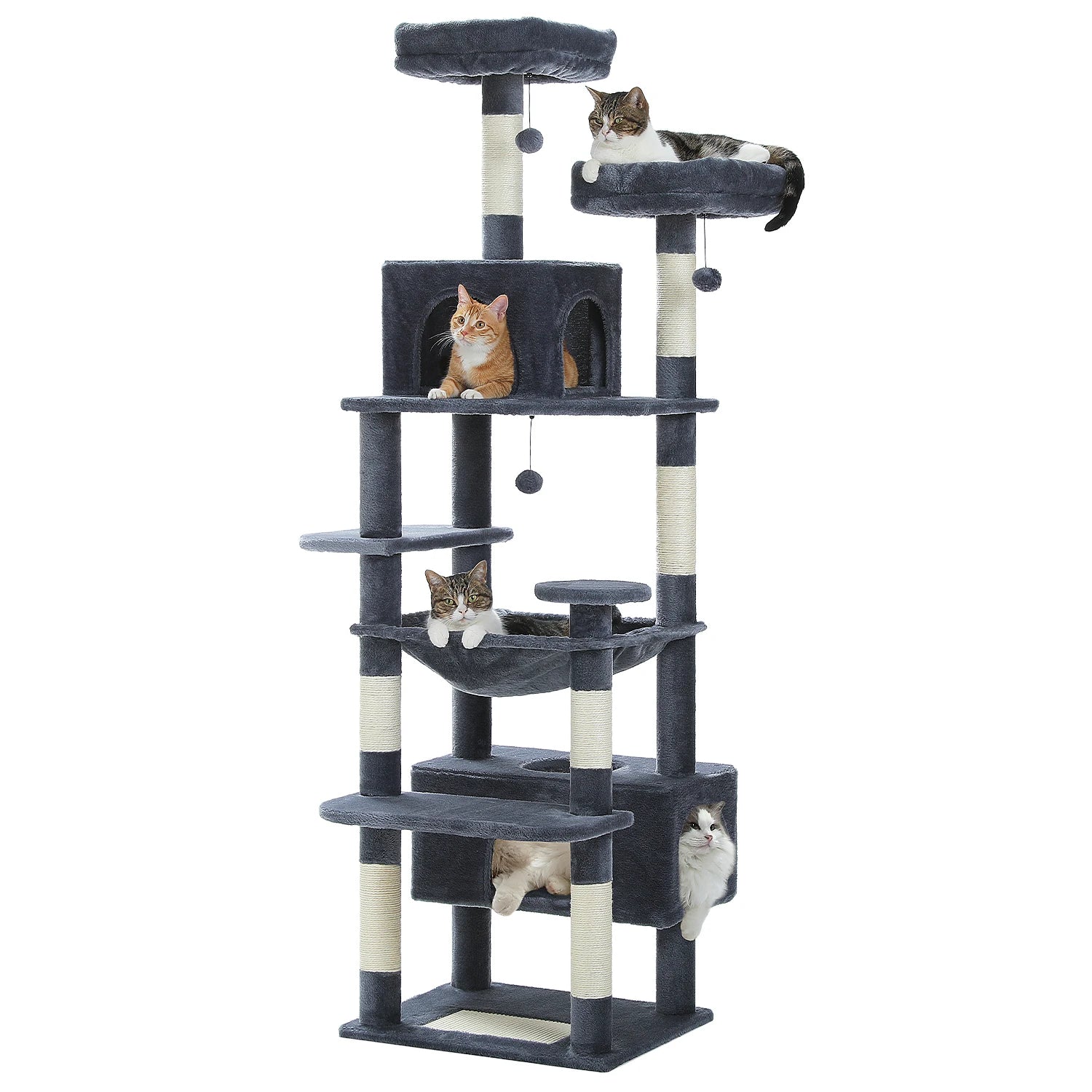 Large Cat Tree Tower with Hammock, Condos & Scratching Posts