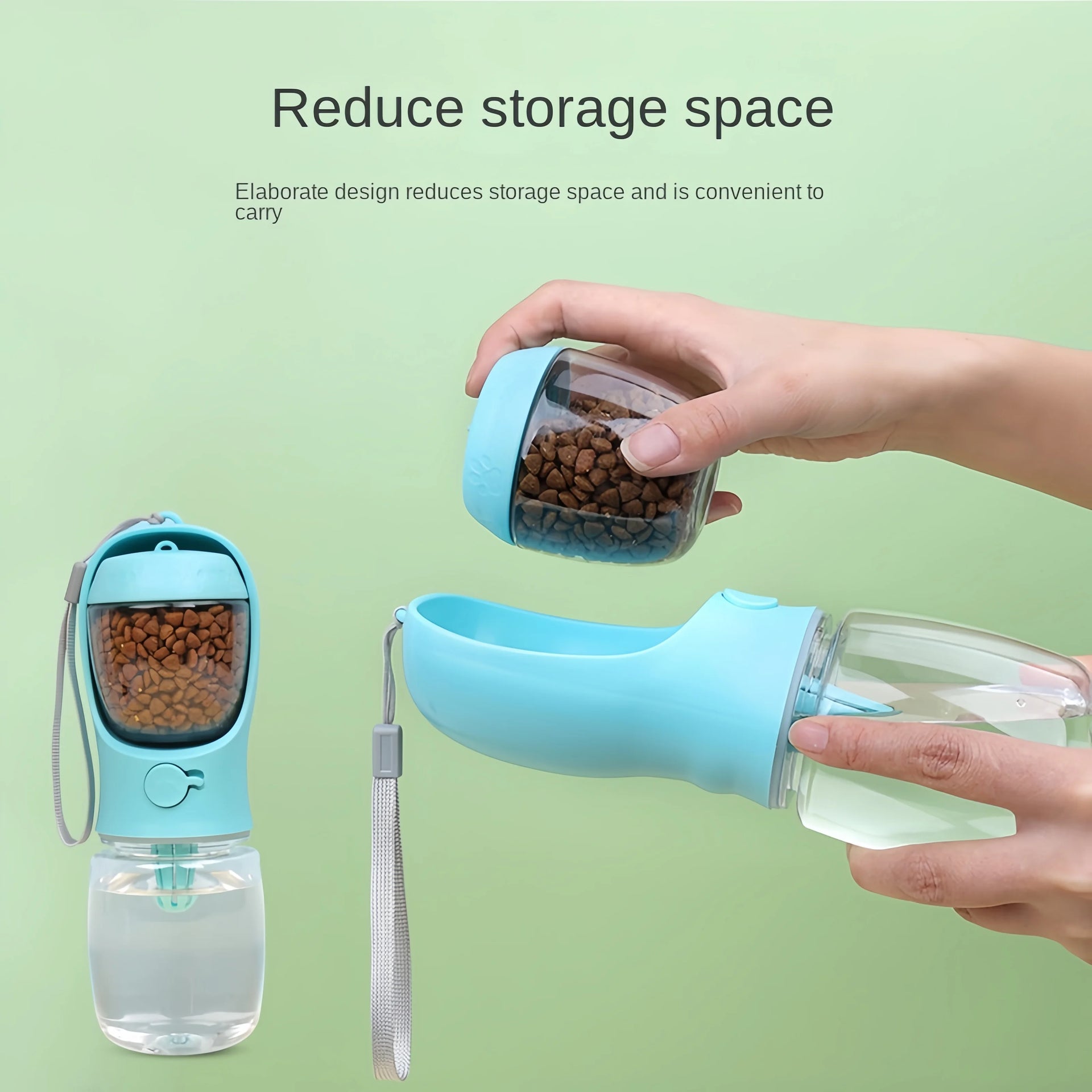 Portable Pet Water Bottle with Food Storage & Feeder Bowl
