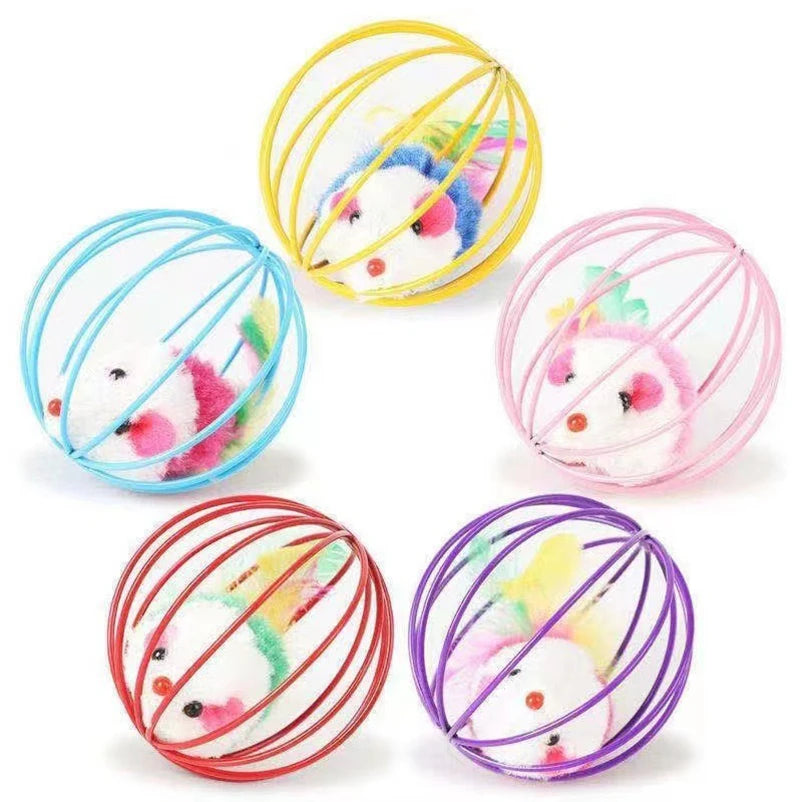 Plush Mouse Cat Toy with Colorful Ball