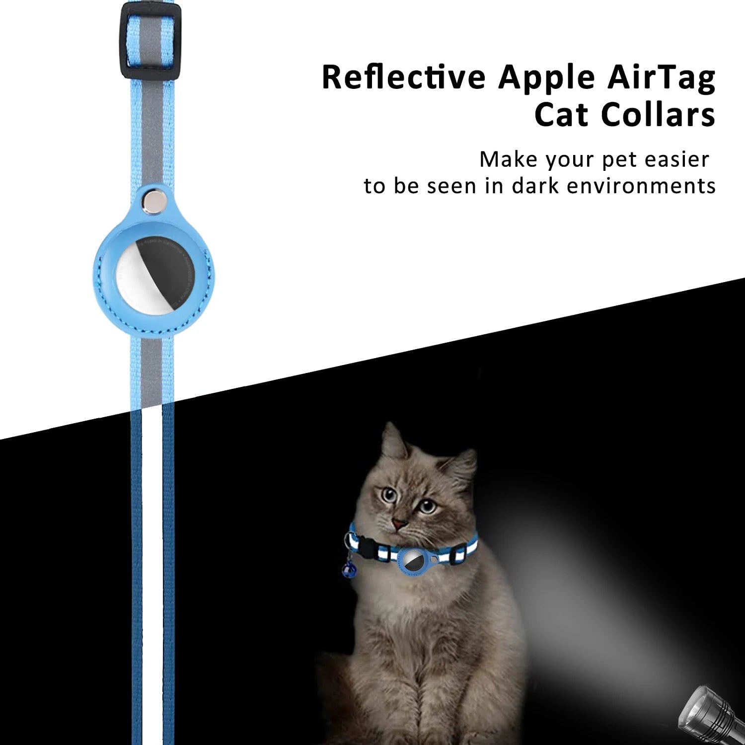 Anti-Lost Cat Collar with AirTag Holder & Bell