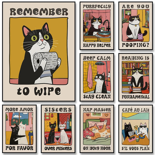 Retro Cat Chef Canvas Wall Art – Kitchen & Home Decor