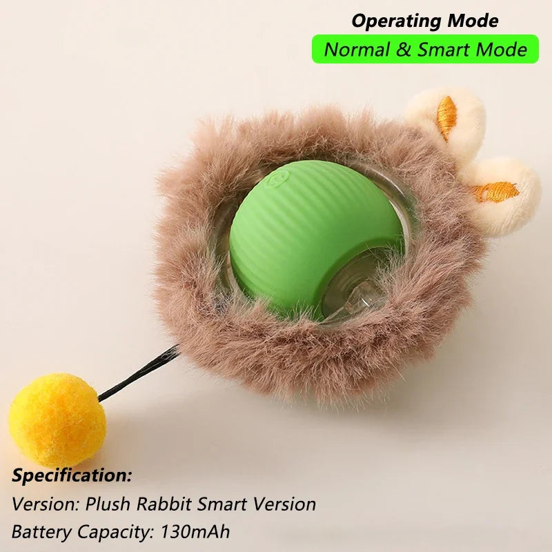 Rechargeable Smart Rolling Cat Ball Toy with Tail