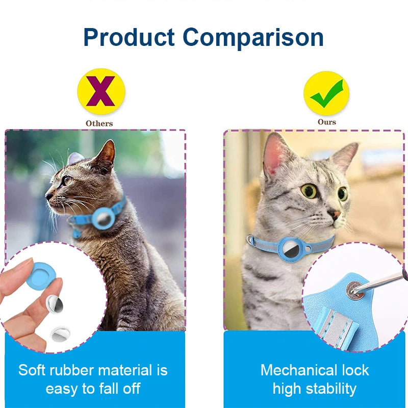 Anti-Lost Cat Collar with AirTag Holder & Bell
