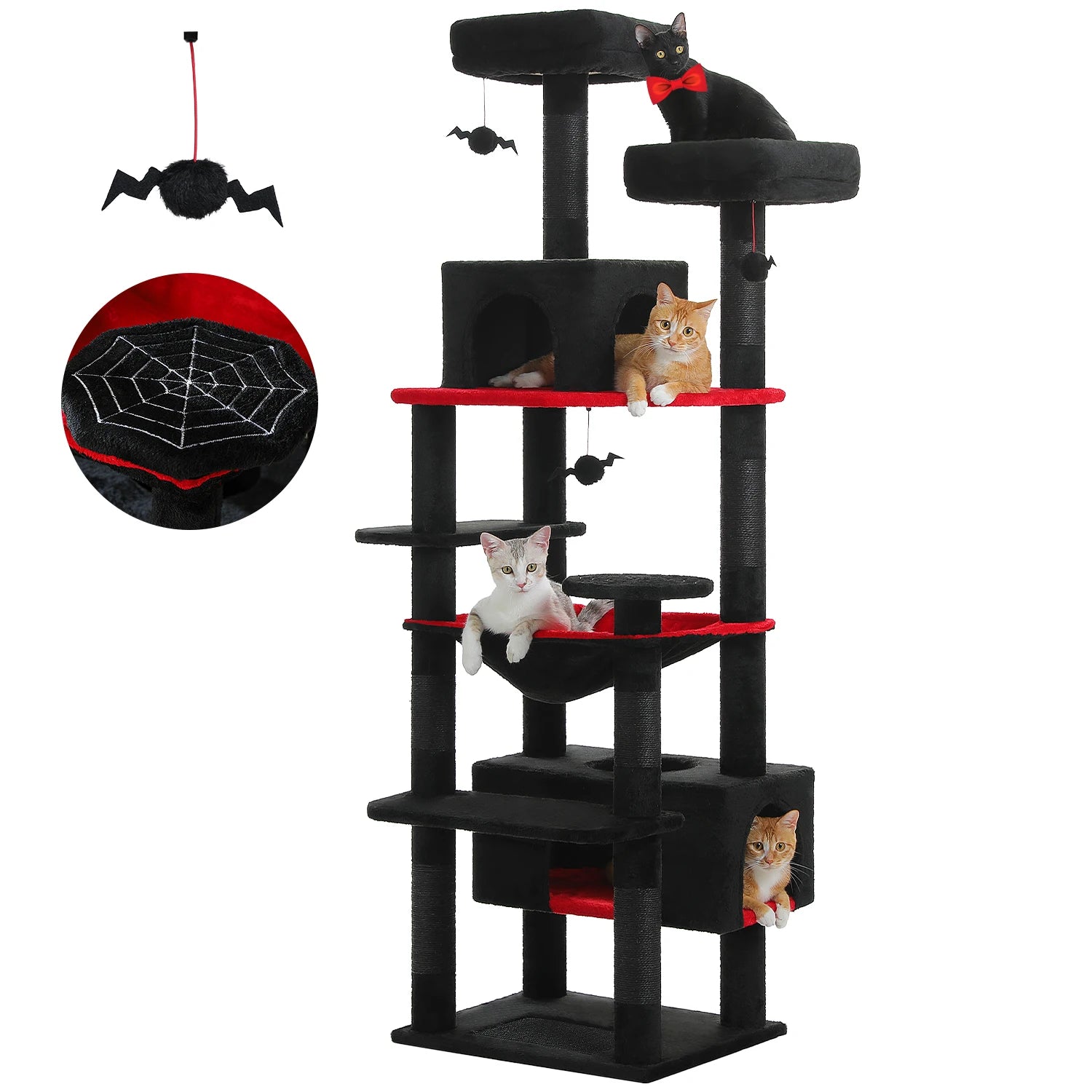 Large Cat Tree Tower with Hammock, Condos & Scratching Posts