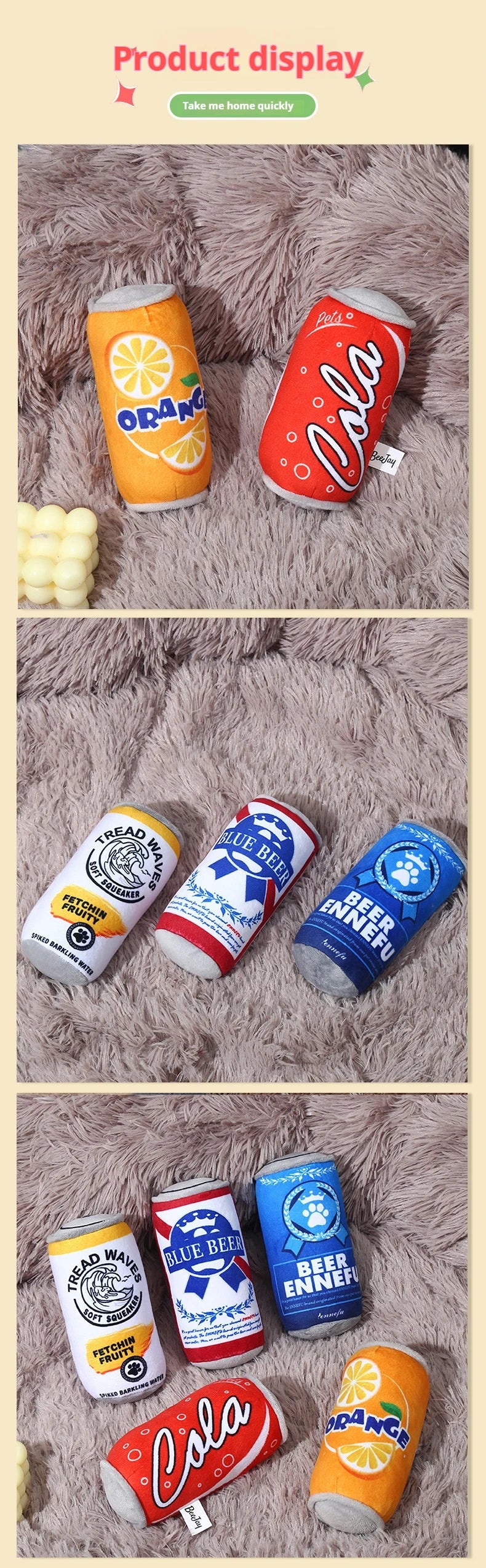 Plush Squeaky Dog Toy – Bite-Resistant Can Design