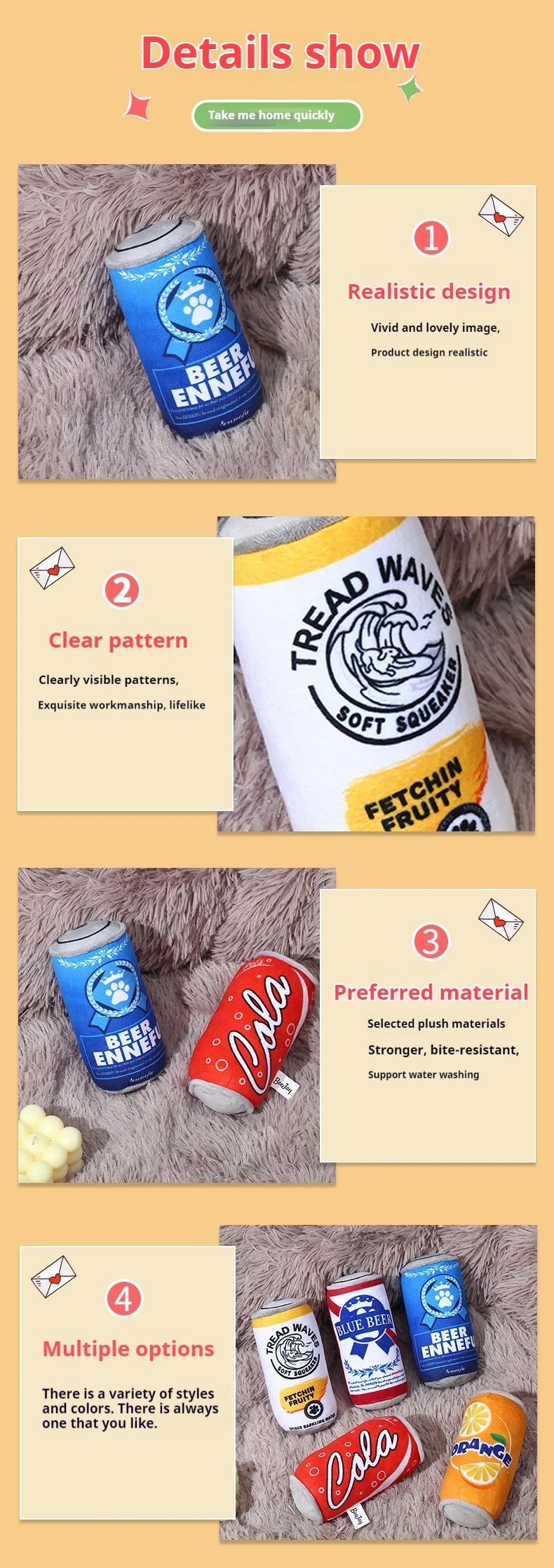 Plush Squeaky Dog Toy – Bite-Resistant Can Design