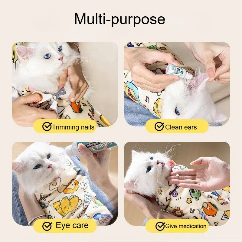 Multi-Functional Pet Wrap – Self-Adhesive Cat Grooming Cloth