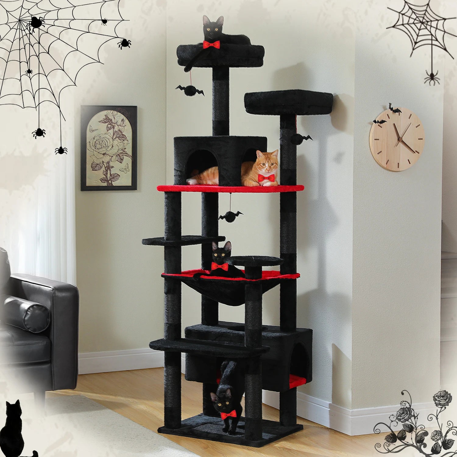 Large Cat Tree Tower with Hammock, Condos & Scratching Posts