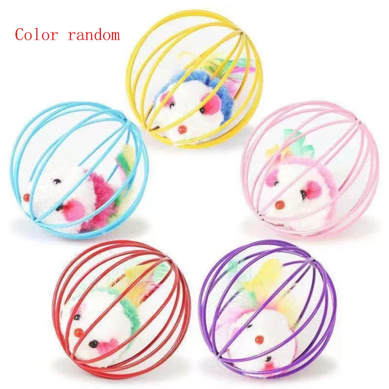 Plush Mouse Cat Toy with Colorful Ball