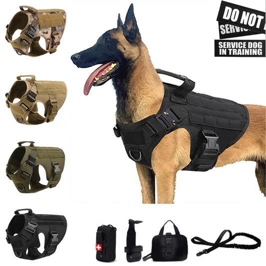 Tactical Dog Harness & Leash Set – Military Vest for All Breeds