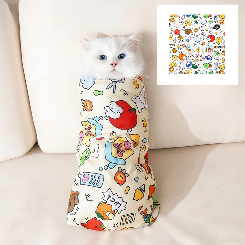 Multi-Functional Pet Wrap – Self-Adhesive Cat Grooming Cloth