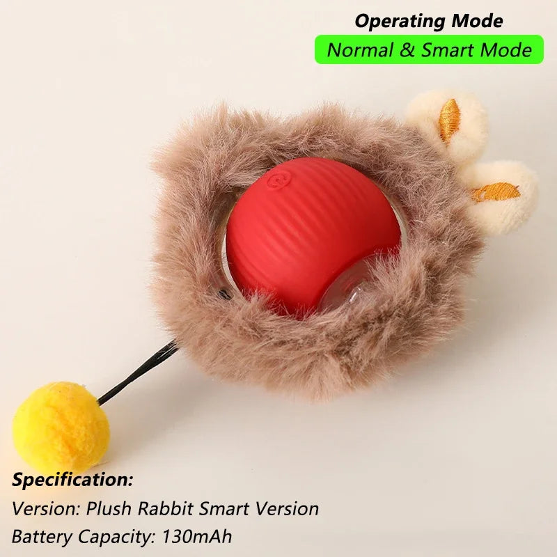 Rechargeable Smart Rolling Cat Ball Toy with Tail