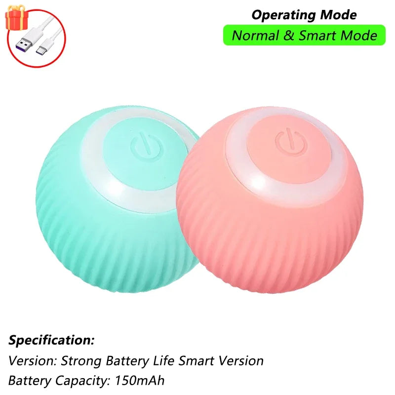 Rechargeable Smart Rolling Cat Ball Toy with Tail